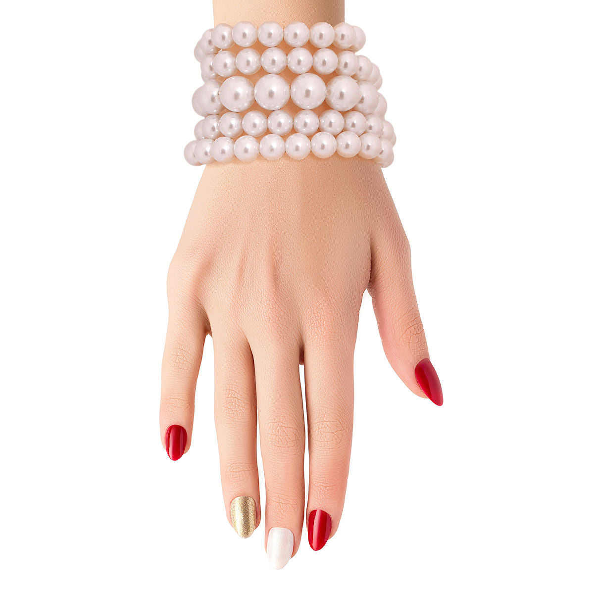 White Pearl Stretch Bracelet Set - Premium Wholesale Jewelry from Pinktown - Just $12! Shop now at chiquestyles