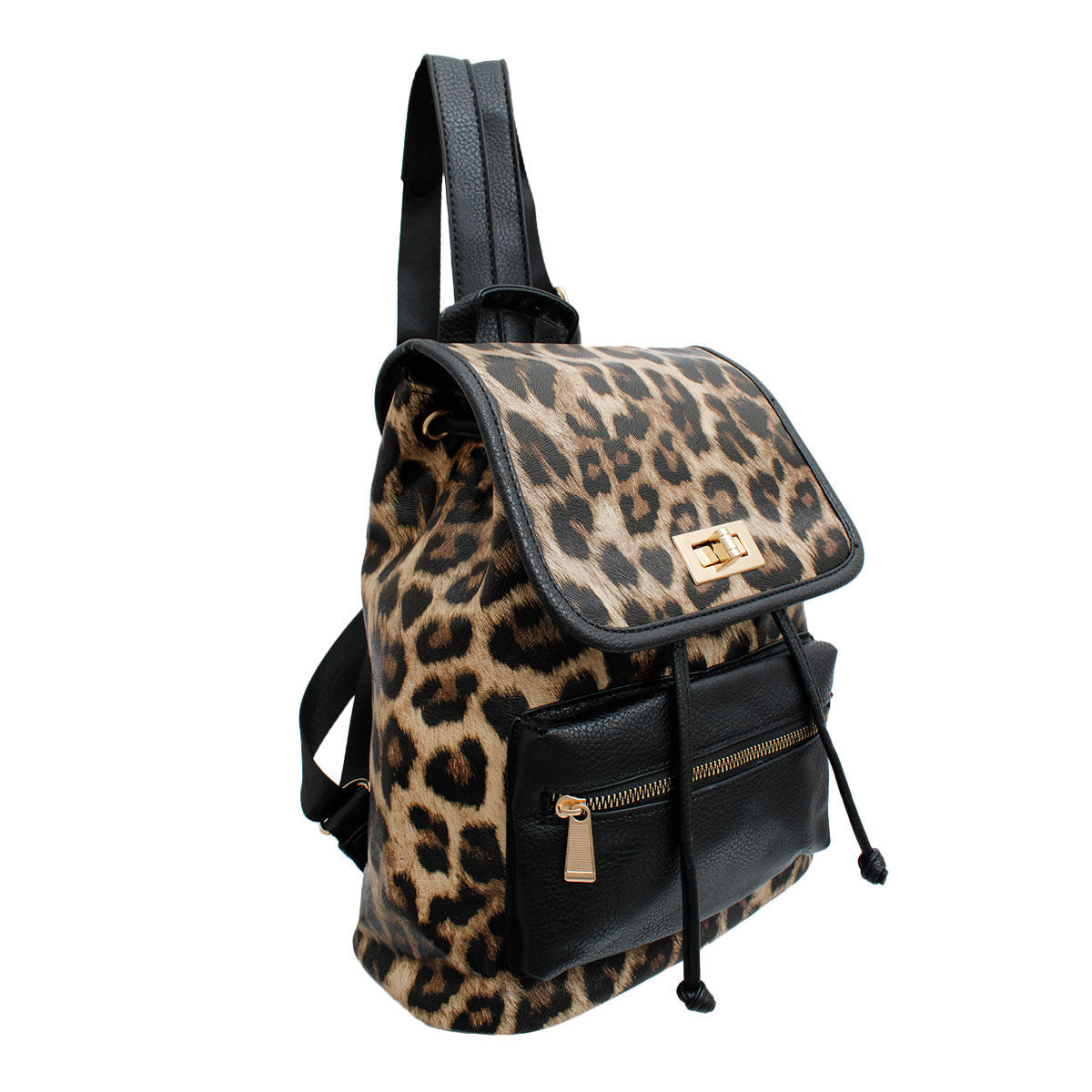 Backpack Leopard and Black Flap Bag Set for Women - Premium Wholesale Fashion Accessories from Pinktown - Just $33! Shop now at chiquestyles