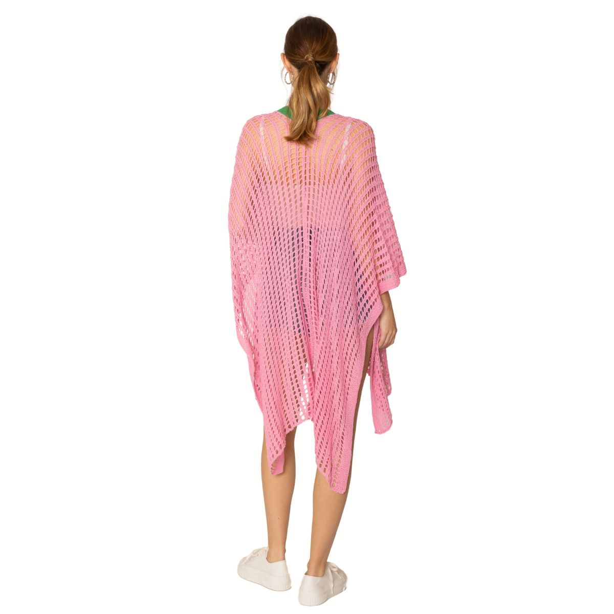 Ruana Kimono Pink and Green Crochet for Women - Premium Wholesale Fashion Accessories from Pinktown - Just $52! Shop now at chiquestyles