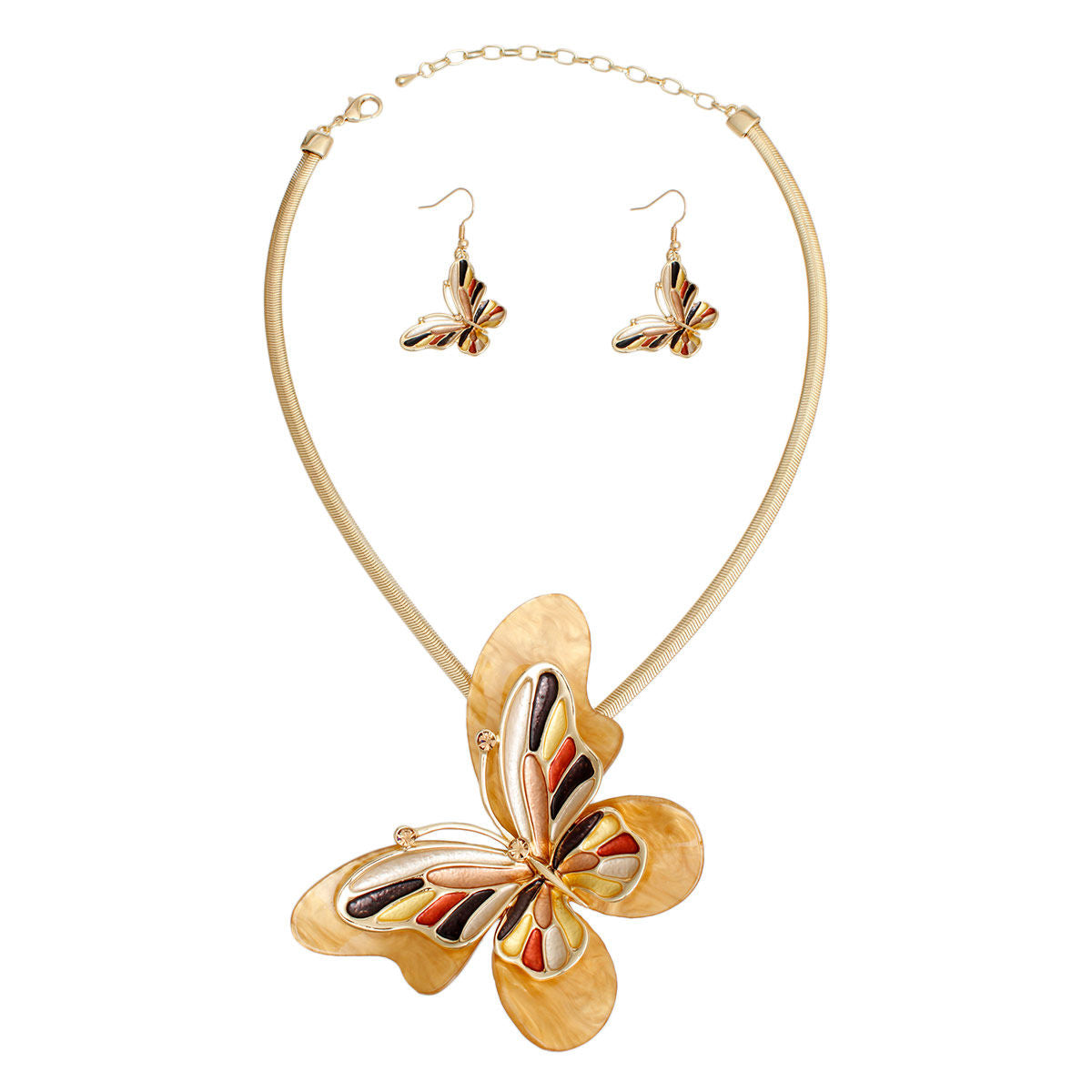 Necklace Brown Butterfly 3D Pendant Set for Women - Premium Wholesale Jewelry from Pinktown - Just $23! Shop now at chiquestyles