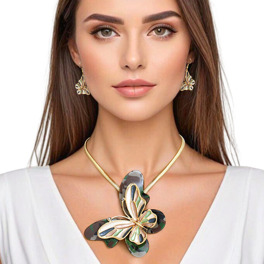 Necklace Camo Butterfly 3D Pendant Set for Women - Premium Wholesale Jewelry from Pinktown - Just $23! Shop now at chiquestyles