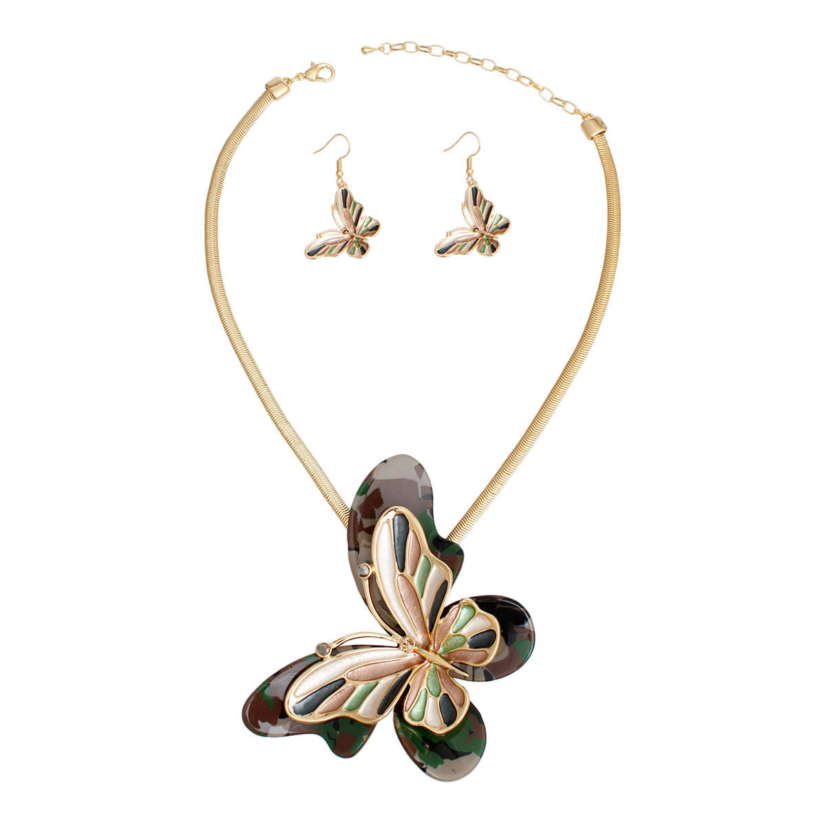 Necklace Camo Butterfly 3D Pendant Set for Women - Premium Wholesale Jewelry from Pinktown - Just $23! Shop now at chiquestyles