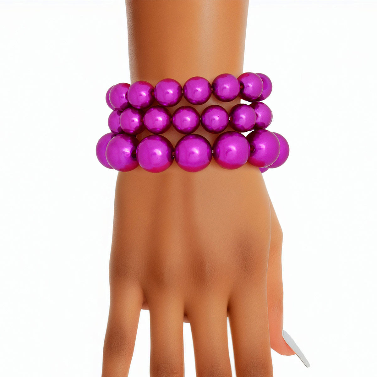 Bracelet Purple Fuchsia Pearl 3 Pcs Set for Women - Premium Wholesale Jewelry from Pinktown - Just $9! Shop now at chiquestyles