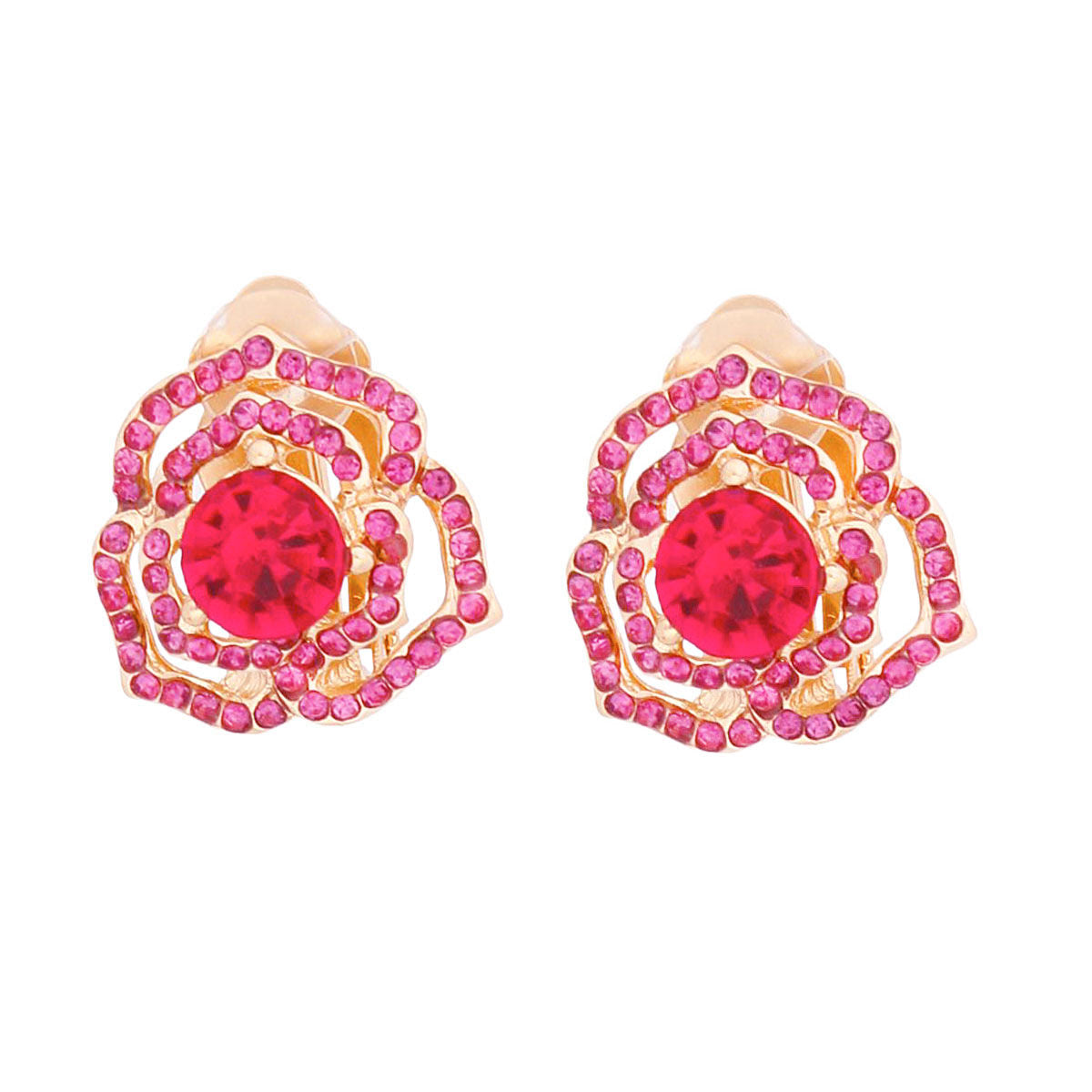 Clip On Fuchsia Rose Cutout Small Earrings Women - Premium Wholesale Jewelry from Pinktown - Just $8! Shop now at chiquestyles