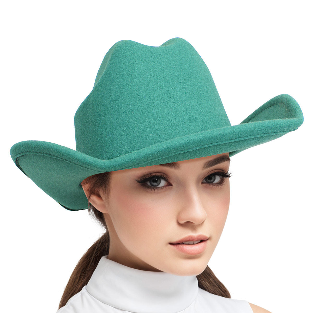 Cowboy Hat Green Felt Western Fashion Hat - Premium Wholesale Fashion Accessories from Pinktown - Just $17! Shop now at chiquestyles