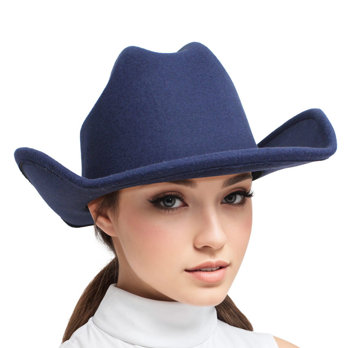 Cowboy Hat Navy Felt Western Fashion Hat - Premium Wholesale Fashion Accessories from Pinktown - Just $17! Shop now at chiquestyles