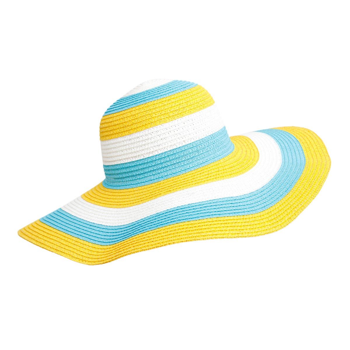 Straw Hat Vogue Multicolor Striped Wide Brim Hat - Premium Wholesale Fashion Accessories from Pinktown - Just $16! Shop now at chiquestyles