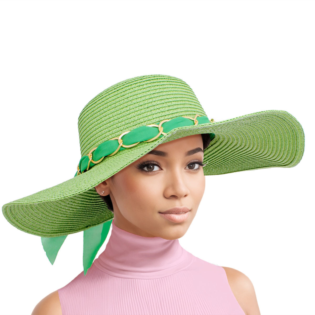 Straw Hat Classy Green Bow AKA Chapeau for Women - Premium AKA Sorority Paraphernalia from Pinktown - Just $15! Shop now at chiquestyles