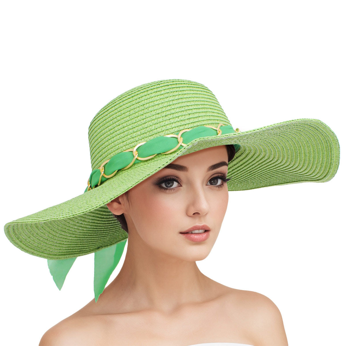 Straw Hat Classy Green Bow AKA Chapeau for Women - Premium AKA Sorority Paraphernalia from Pinktown - Just $15! Shop now at chiquestyles