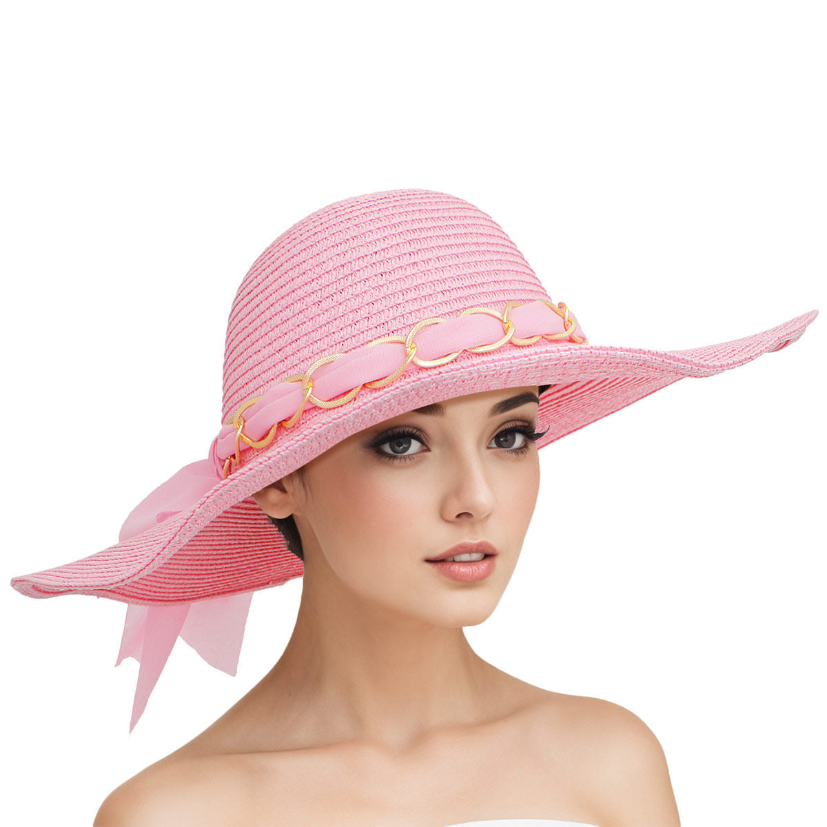 Straw Hat Classy Pink Bow AKA Chapeau for Women - Premium AKA Sorority Paraphernalia from Pinktown - Just $15! Shop now at chiquestyles