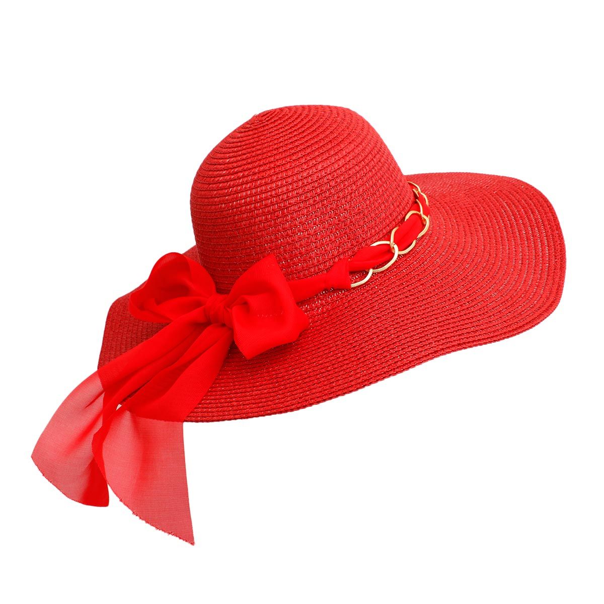 Straw Hat Classy Red Bow DST Chapeau for Women - Premium Authorized DST Vendor from Pinktown - Just $15! Shop now at chiquestyles