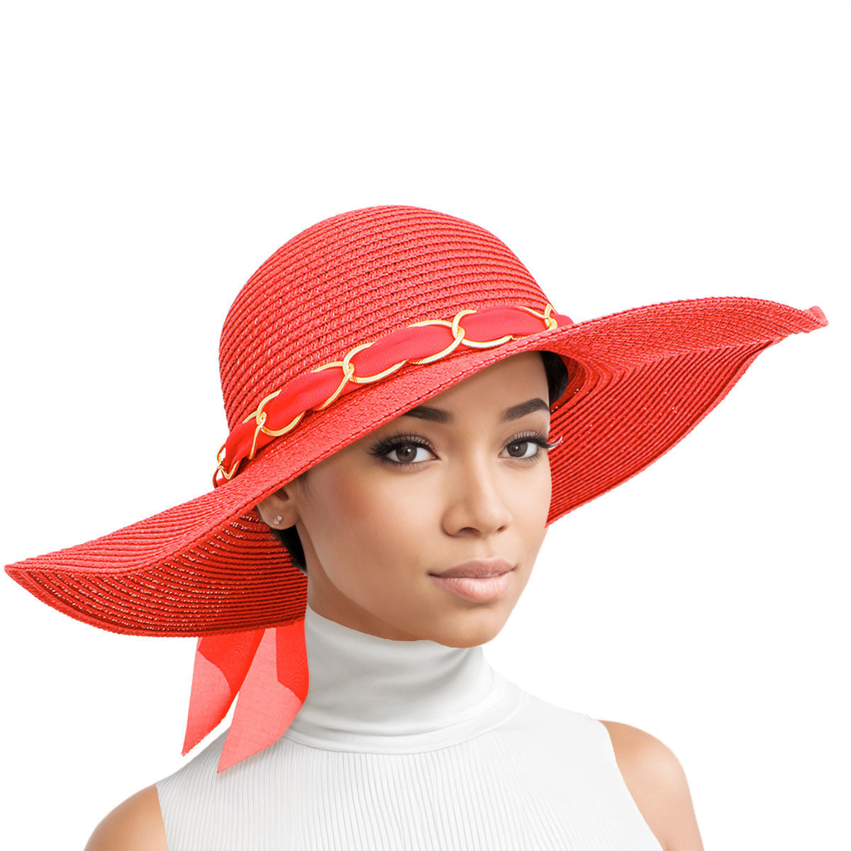 Straw Hat Classy Red Bow DST Chapeau for Women - Premium Authorized DST Vendor from Pinktown - Just $15! Shop now at chiquestyles