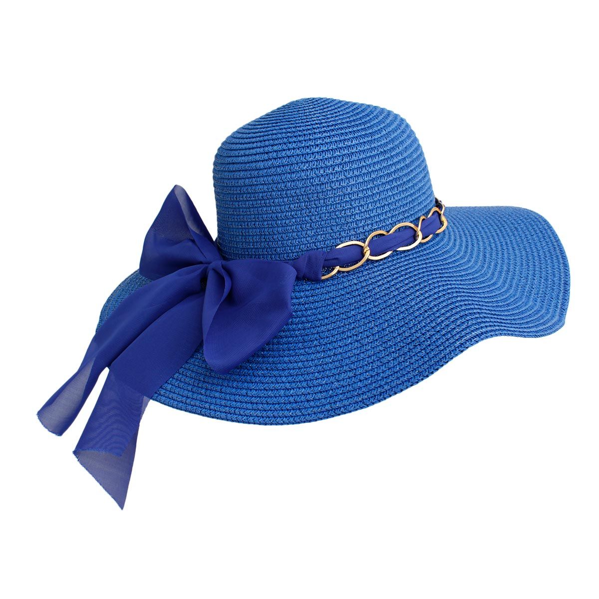 Straw Hat Classy Blue Bow SGRHO Chapeau for Women - Premium Sigma Gamma Rho Paraphernalia from Pinktown - Just $15! Shop now at chiquestyles