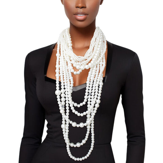 Pearl Necklace Cream Cluster Long Set for Women - Premium Wholesale Jewelry from Pinktown - Just $46! Shop now at chiquestyles