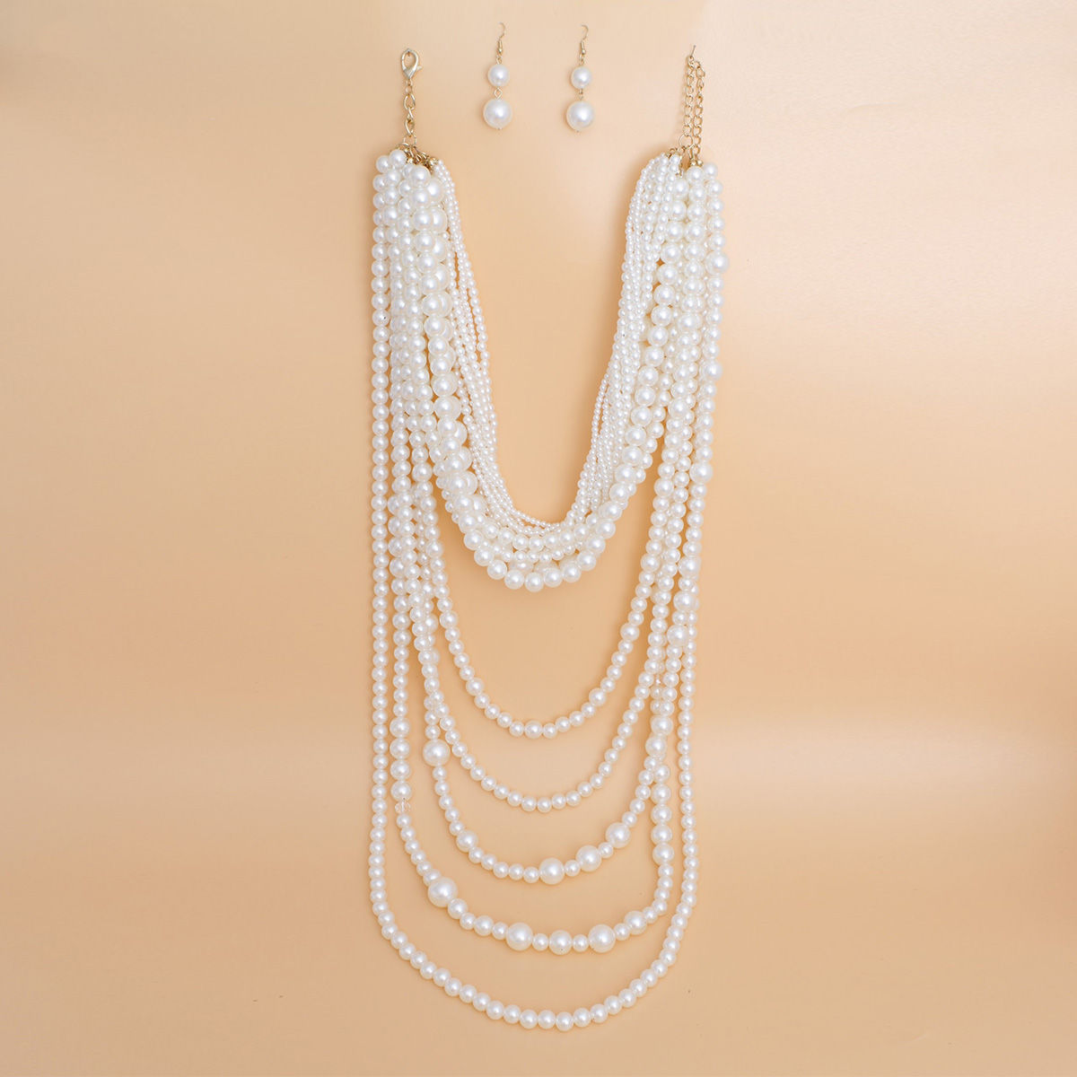 Pearl Necklace Cream Cluster Long Set for Women - Premium Wholesale Jewelry from Pinktown - Just $46! Shop now at chiquestyles