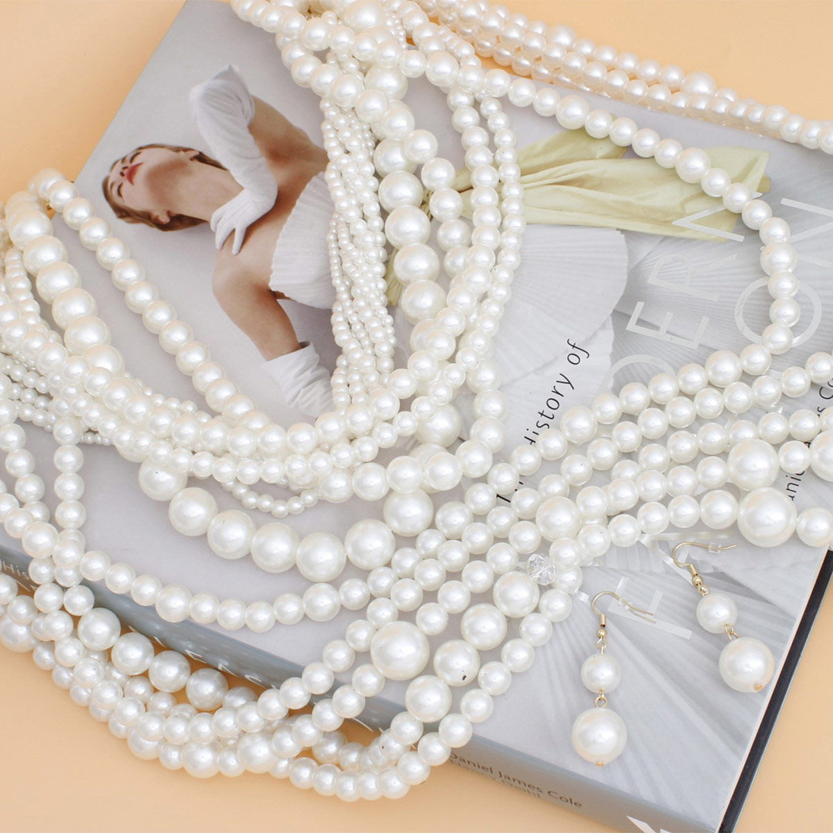 Pearl Necklace Cream Cluster Long Set for Women - Premium Wholesale Jewelry from Pinktown - Just $46! Shop now at chiquestyles