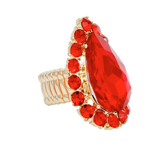 Cocktail Ring Red Teardrop for Women - Premium Wholesale Jewelry from Pinktown - Just $9! Shop now at chiquestyles