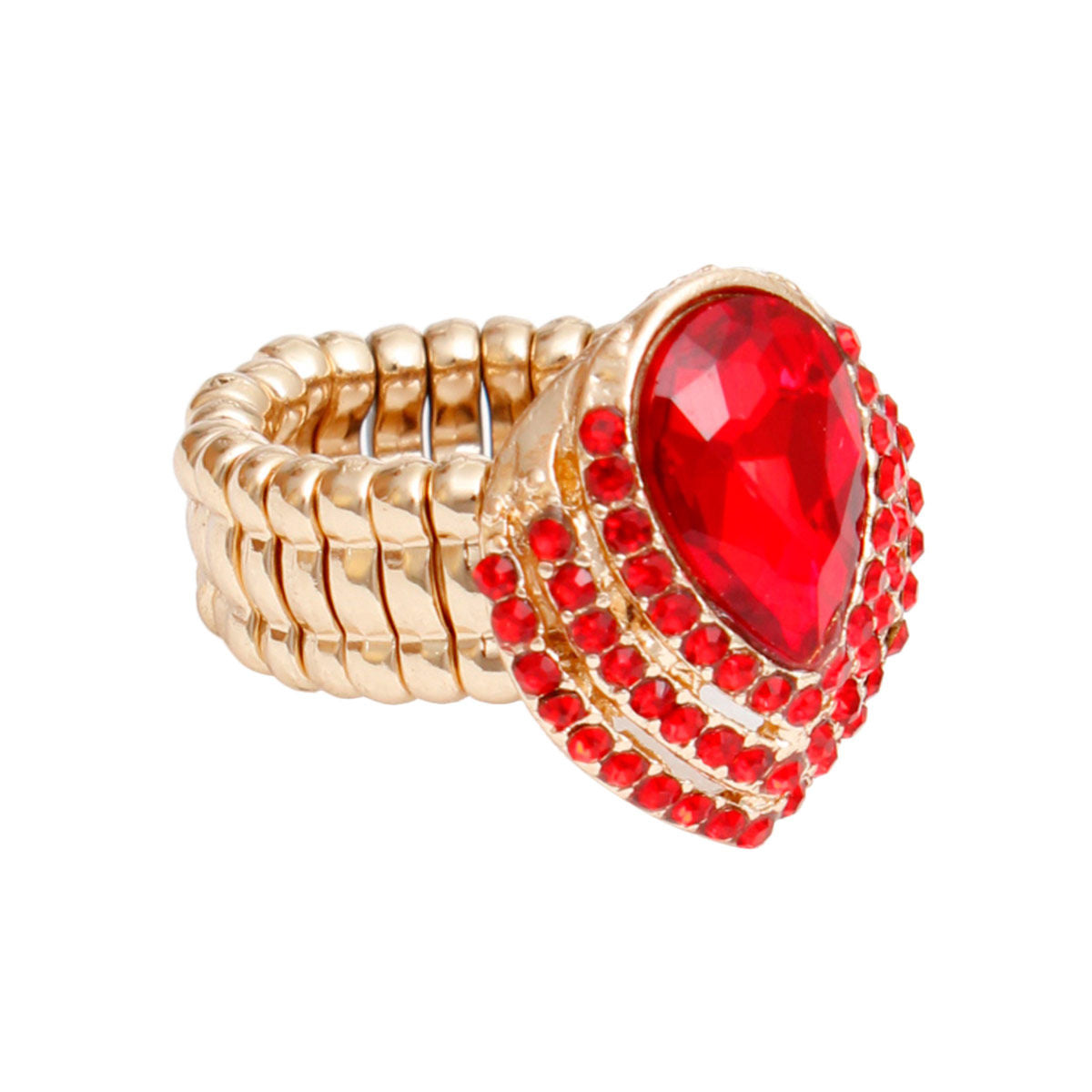 Cocktail Ring Red Teardrop Pave Stone for Women - Premium Wholesale Jewelry from Pinktown - Just $8! Shop now at chiquestyles