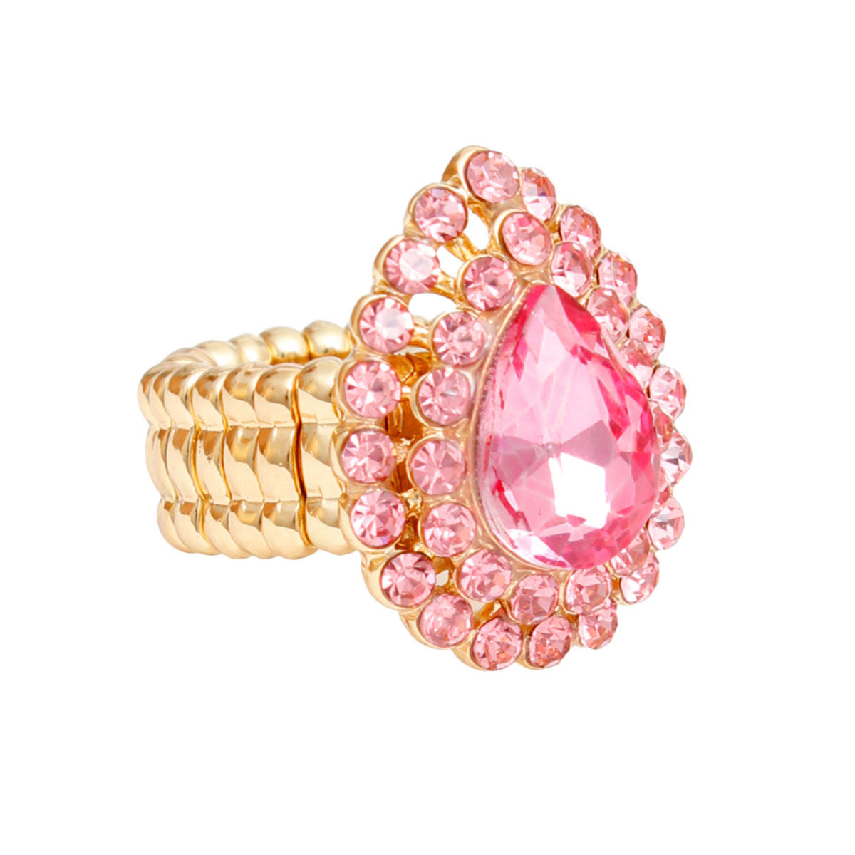 Cocktail Ring Pink Halo Teardrop for Women - Premium Wholesale Jewelry from Pinktown - Just $8! Shop now at chiquestyles