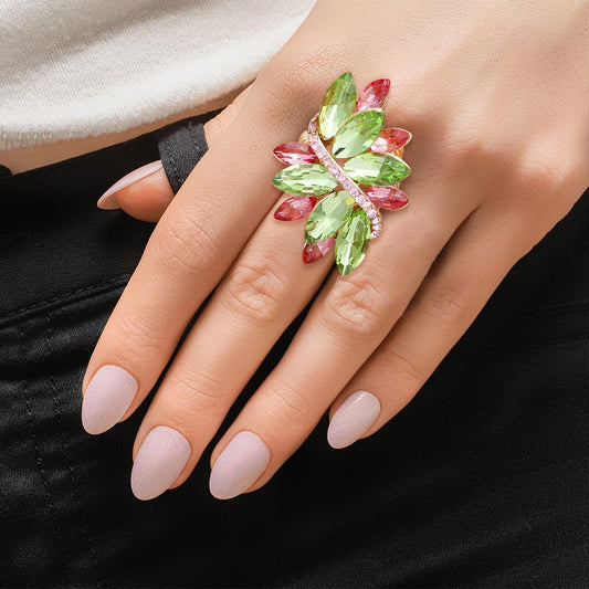 Cocktail Ring AKA Pink Green Marquise for Women - Premium Wholesale Jewelry from Pinktown - Just $9! Shop now at chiquestyles