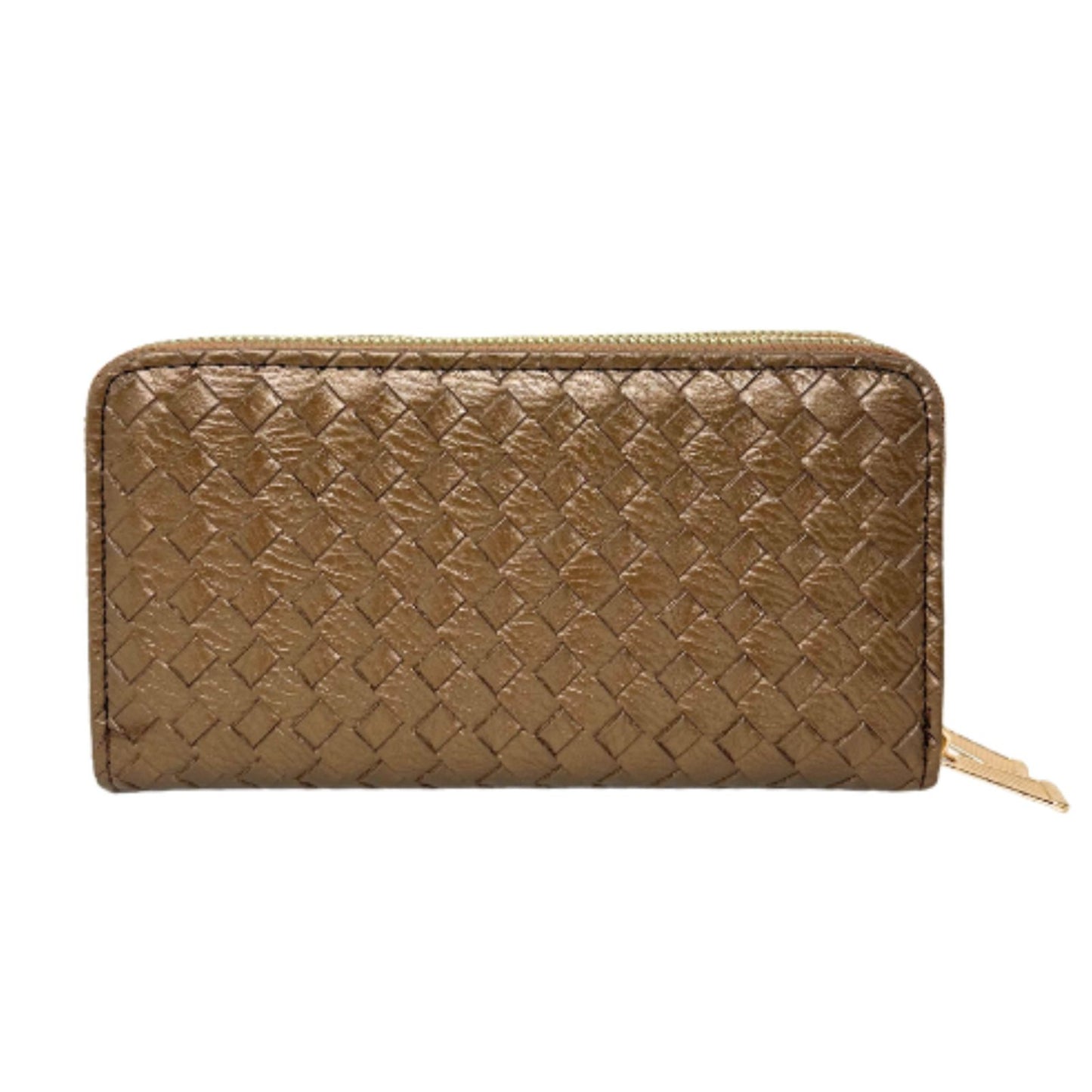 Zipper Wallet Bronze Woven Wristlet for Women - Premium Wholesale Fashion Accessories from Pinktown - Just $10! Shop now at chiquestyles