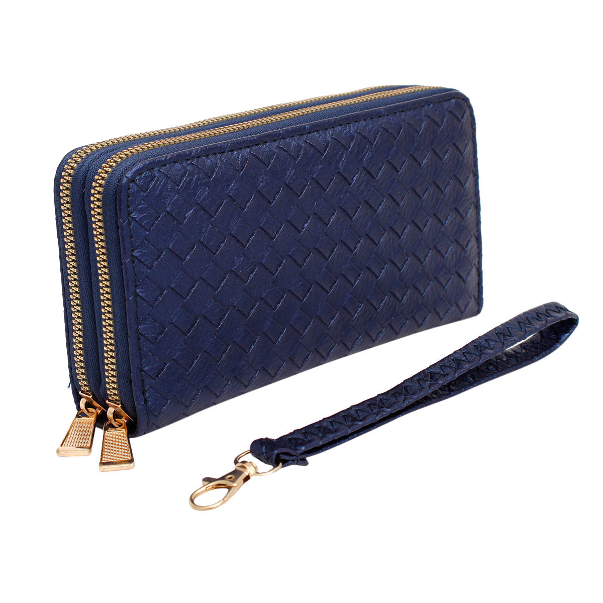 Zipper Wallet Navy Woven Wristlet for Women - Premium Wholesale Fashion Accessories from Pinktown - Just $10! Shop now at chiquestyles