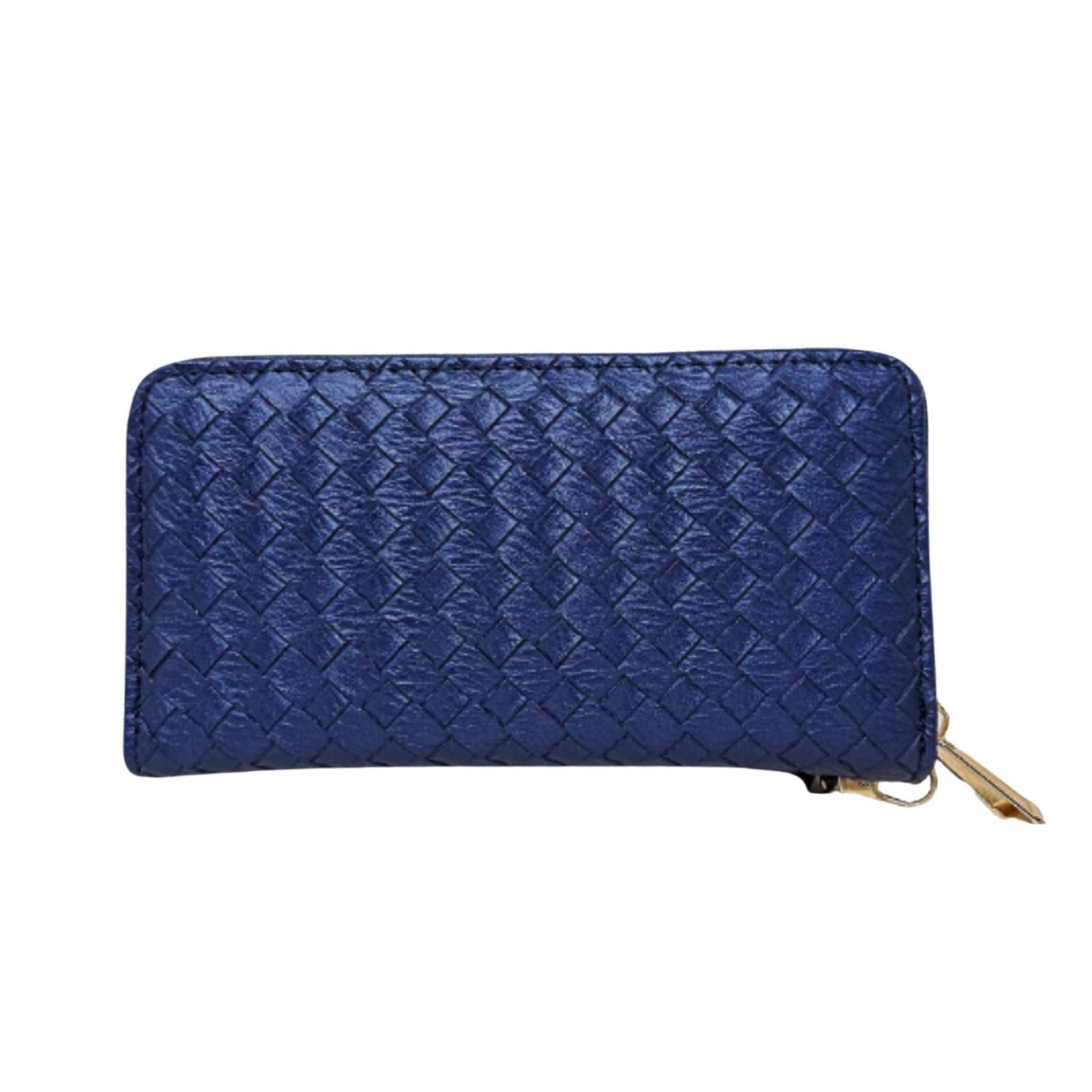 Zipper Wallet Navy Woven Wristlet for Women - Premium Wholesale Fashion Accessories from Pinktown - Just $10! Shop now at chiquestyles