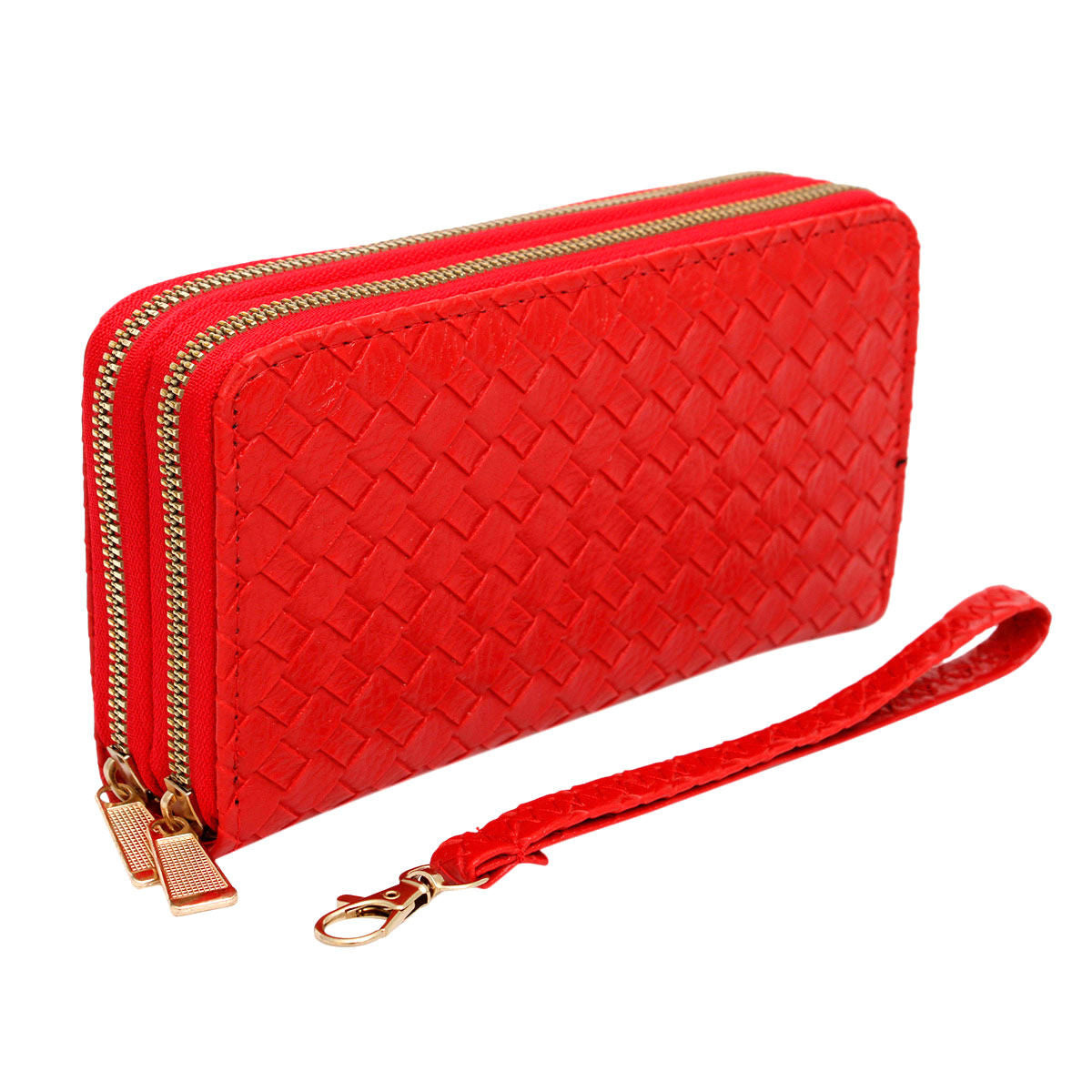 Zipper Wallet Red Woven Wristlet for Women - Premium Wholesale Fashion Accessories from Pinktown - Just $10! Shop now at chiquestyles