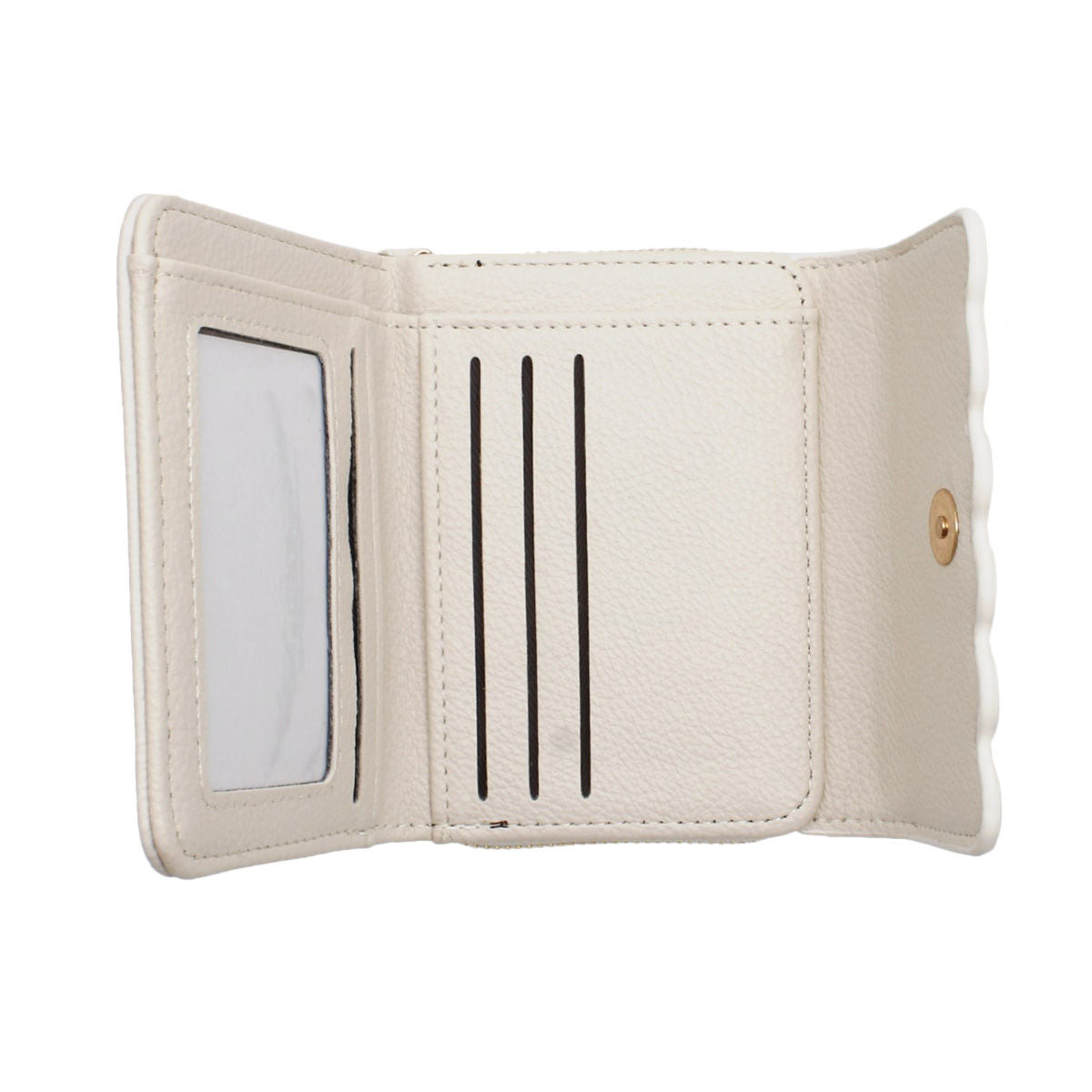 Accordian Wallet Beige Snap Cardholder for Women - Premium Wholesale Fashion Accessories from Pinktown - Just $12! Shop now at chiquestyles