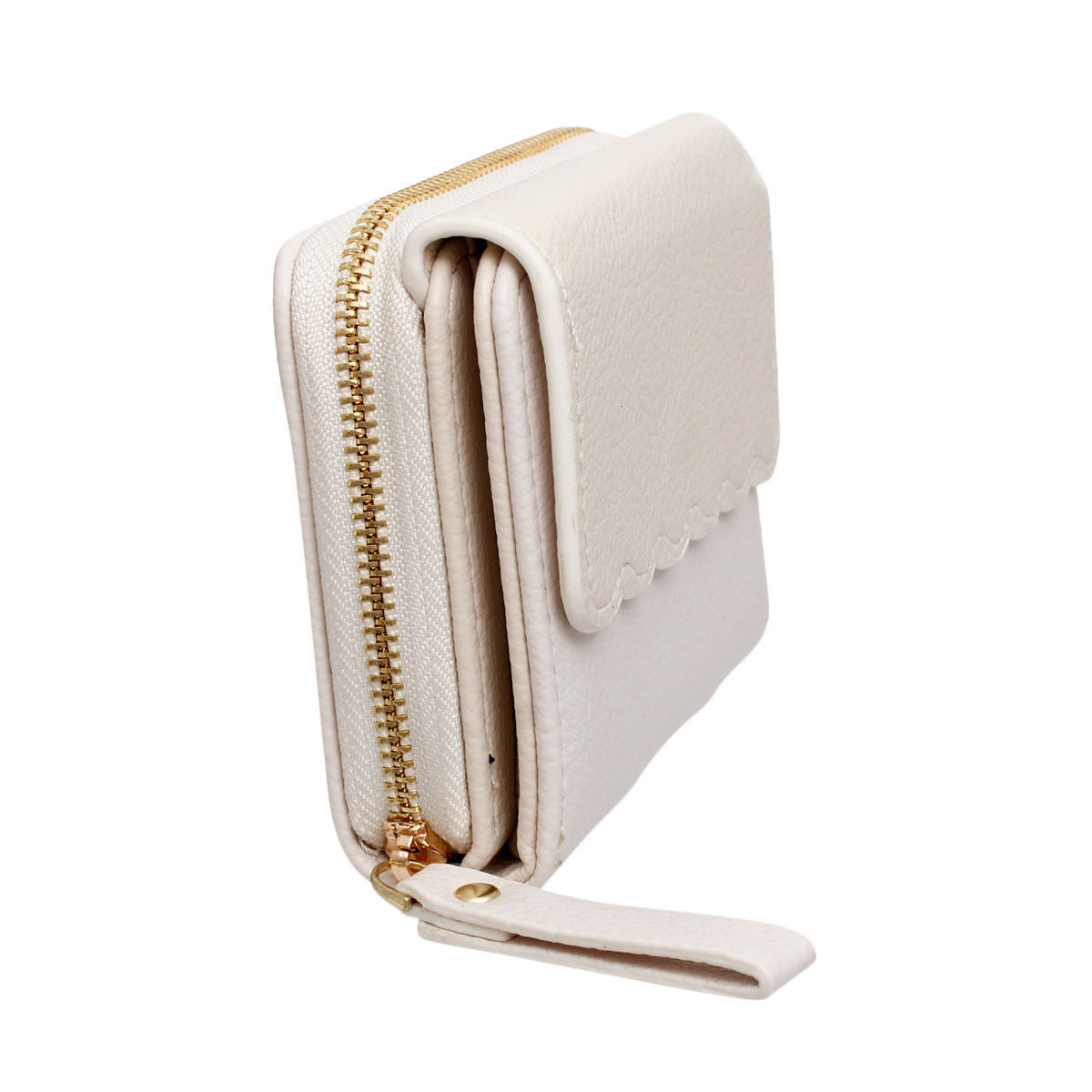 Accordian Wallet Beige Snap Cardholder for Women - Premium Wholesale Fashion Accessories from Pinktown - Just $12! Shop now at chiquestyles