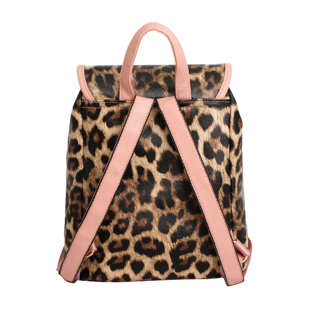 Backpack Leopard and Pink Flap Bag Set for Women - Premium Wholesale Fashion Accessories from Pinktown - Just $33! Shop now at chiquestyles