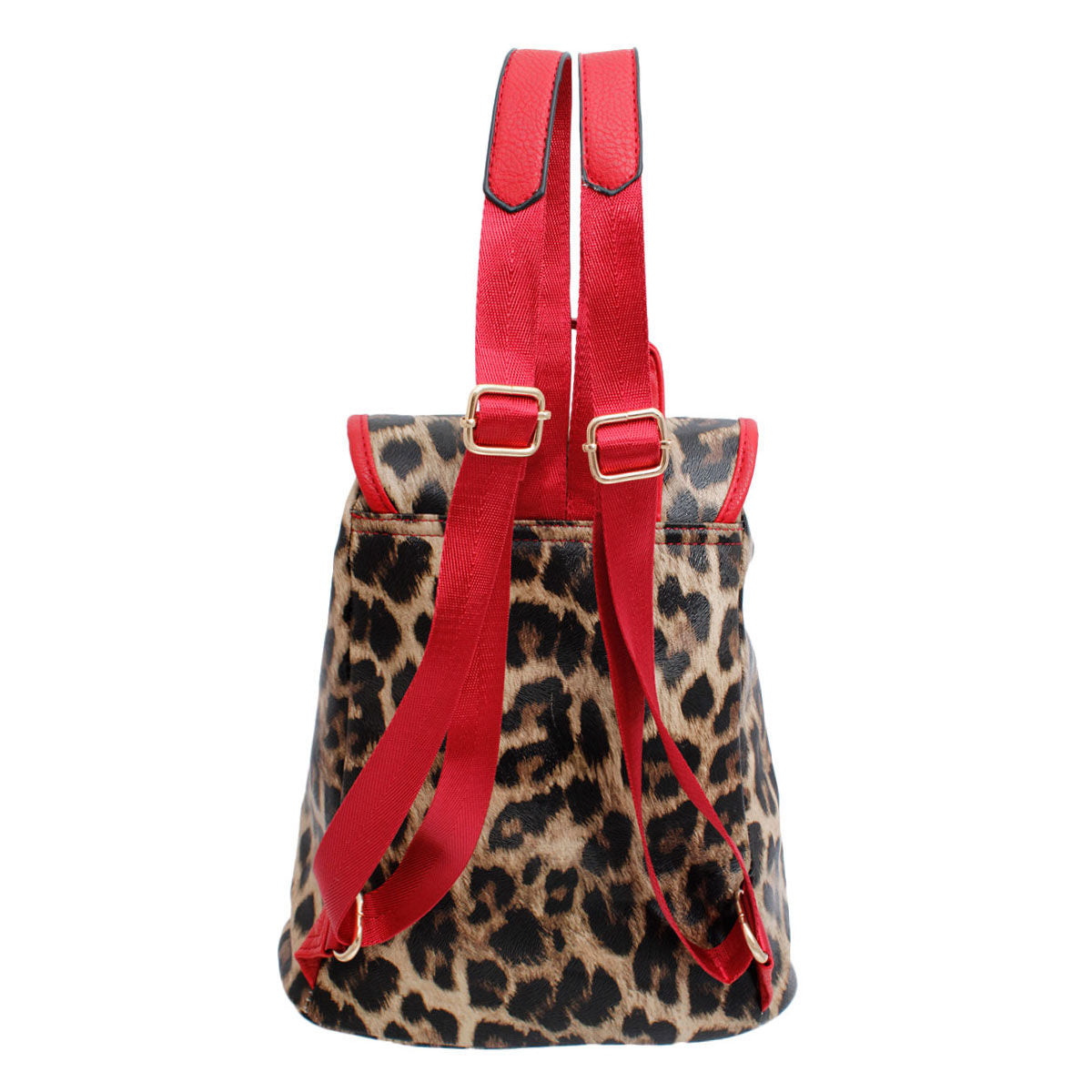 Backpack Leopard and Red Flap Bag Set for Women - Premium Wholesale Fashion Accessories from Pinktown - Just $33! Shop now at chiquestyles