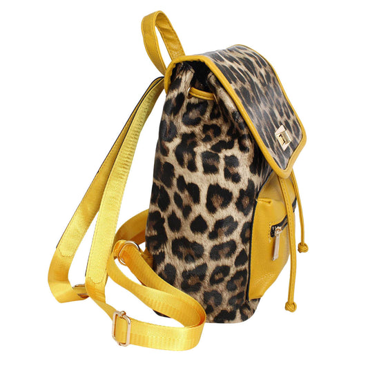 Backpack Leopard and Yellow Flap Bag Set for Women - Premium Wholesale Fashion Accessories from Pinktown - Just $33! Shop now at chiquestyles