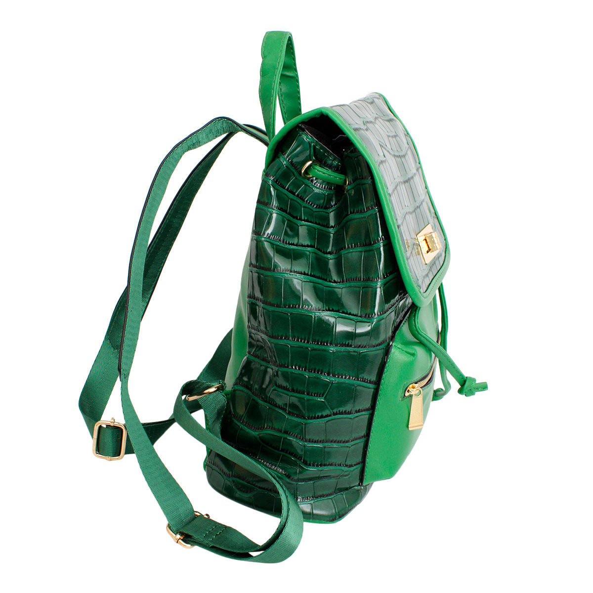 Backpack Green Croc Flap Bag Set for Women - Premium Wholesale Fashion Accessories from Pinktown - Just $33! Shop now at chiquestyles