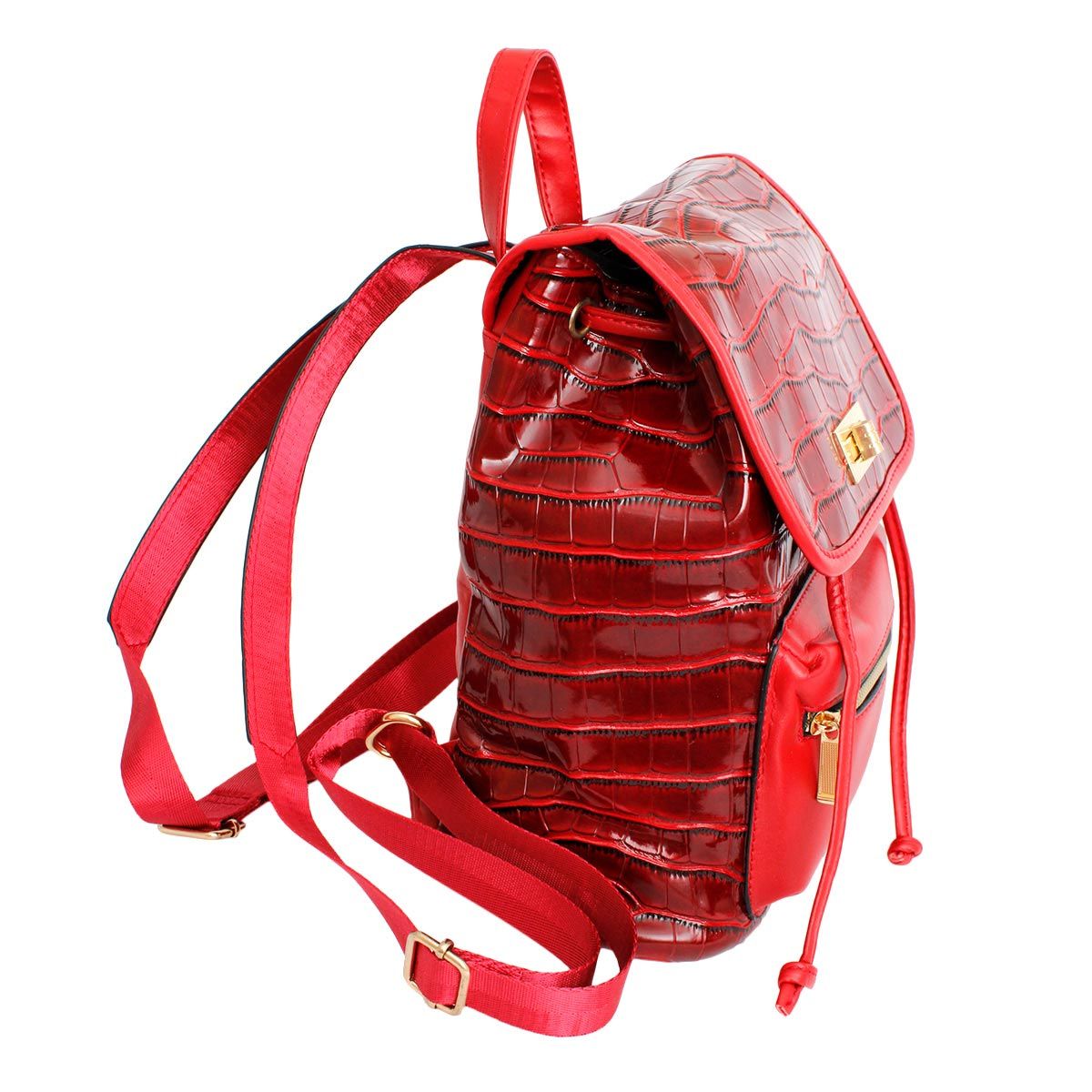 Backpack Red Croc Flap Bag Set for Women - Premium Wholesale Fashion Accessories from Pinktown - Just $33! Shop now at chiquestyles