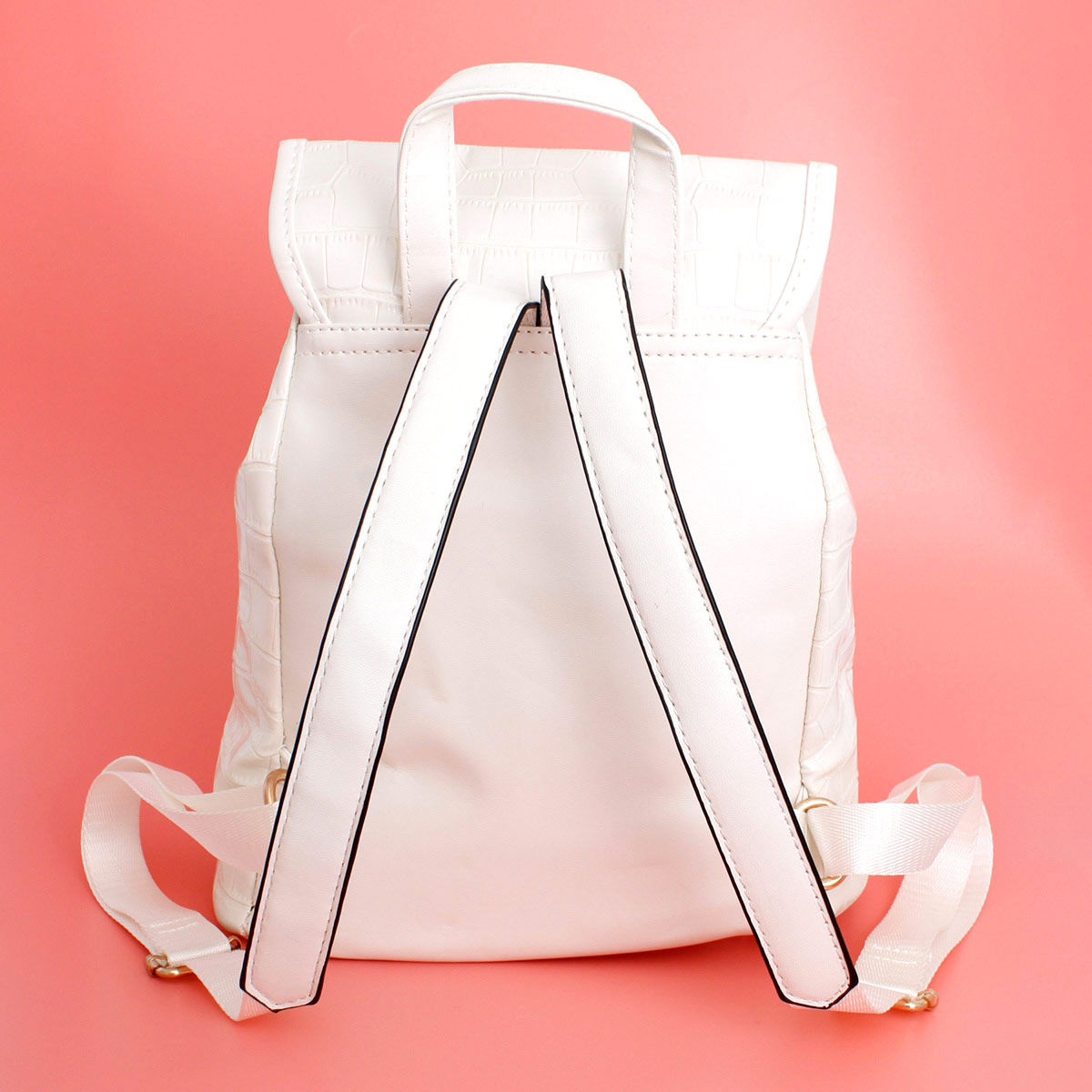 Backpack White Croc Flap Bag Set for Women - Premium Wholesale Fashion Accessories from Pinktown - Just $33! Shop now at chiquestyles