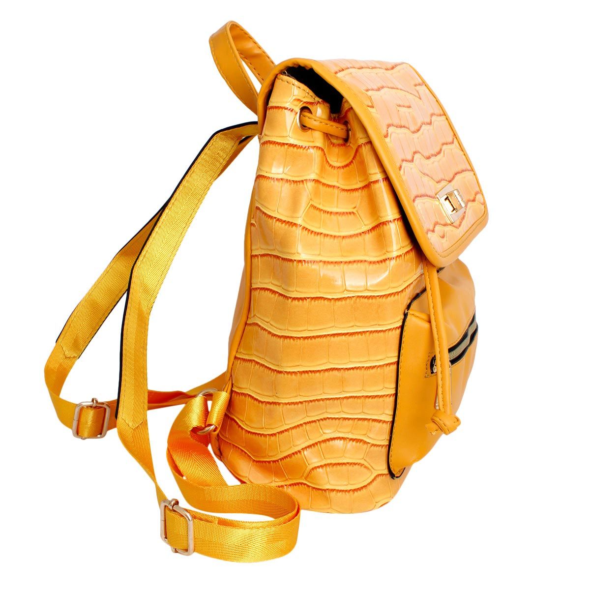 Backpack Yellow Croc Flap Bag Set for Women - Premium Wholesale Fashion Accessories from Pinktown - Just $33! Shop now at chiquestyles