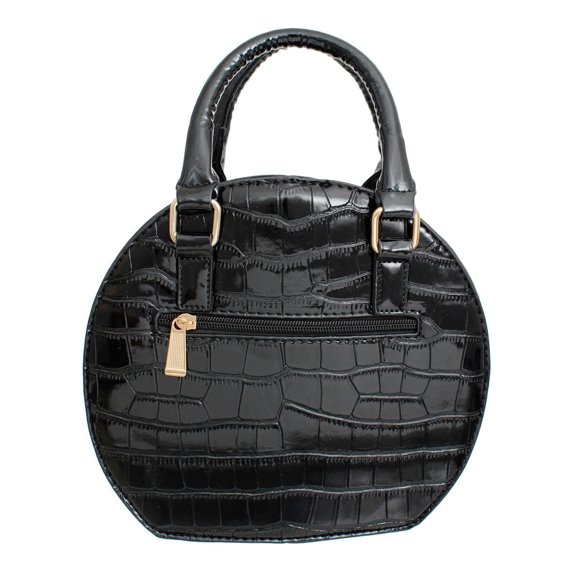 Handbag Round Black Flower Croc Bag for Women - Premium Wholesale Fashion Accessories from Pinktown - Just $34! Shop now at chiquestyles