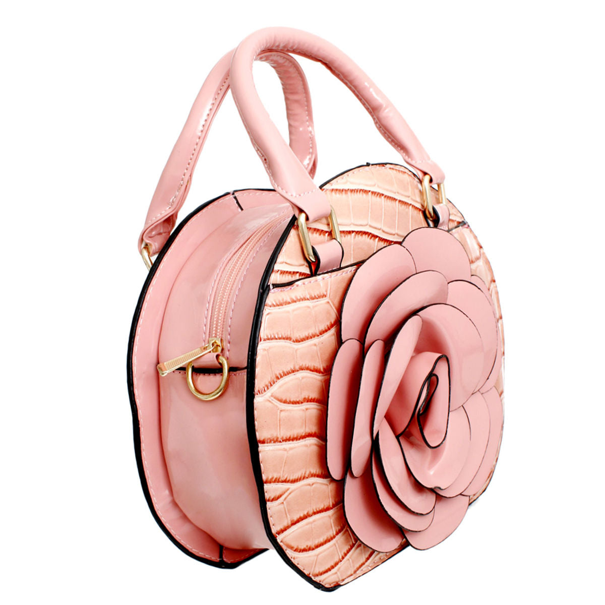 Handbag Round Pink Flower Croc Bag for Women - Premium Wholesale Fashion Accessories from Pinktown - Just $34! Shop now at chiquestyles