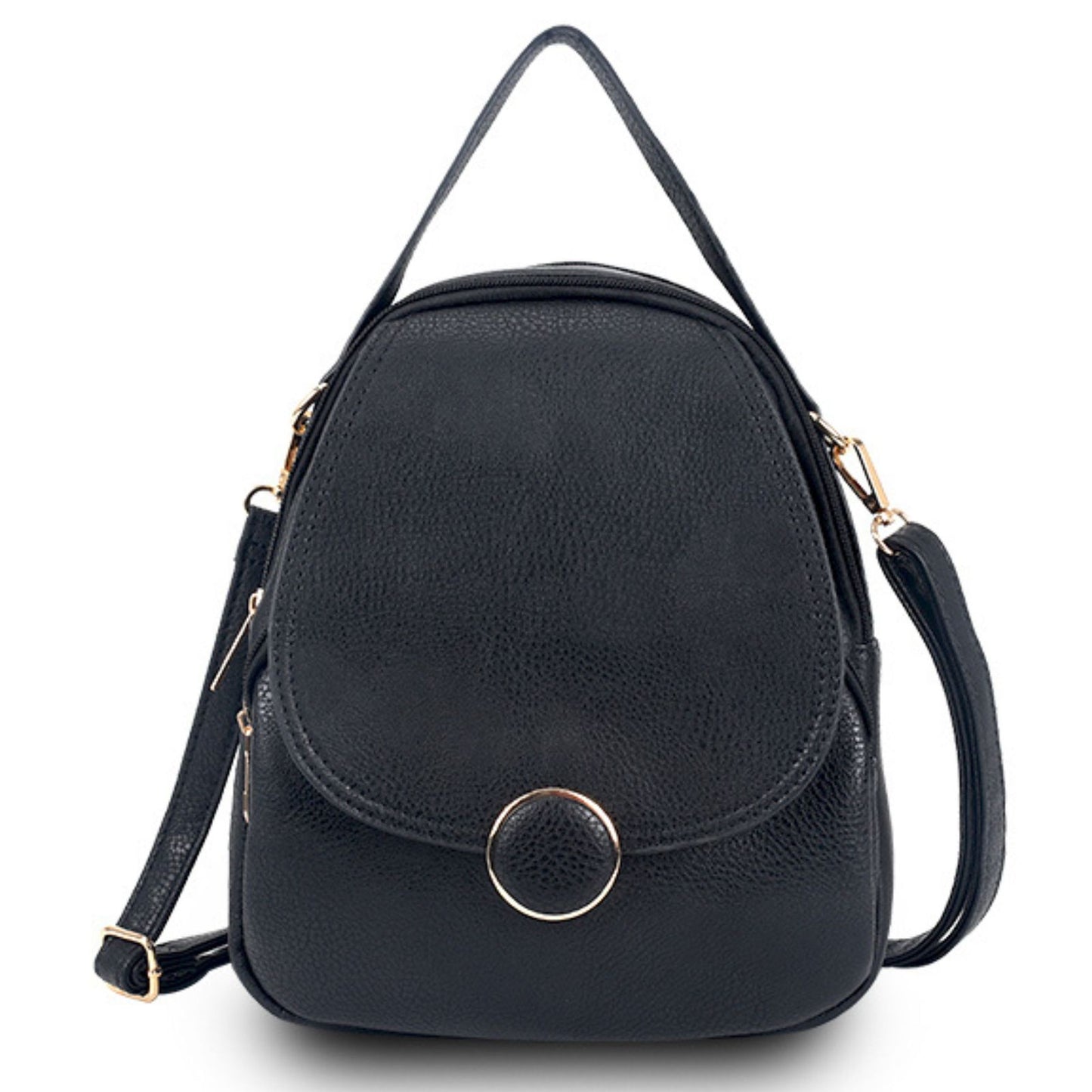 Backpack Black Rounded Small Handbag for Women - Premium Wholesale Fashion Accessories from Pinktown - Just $31! Shop now at chiquestyles