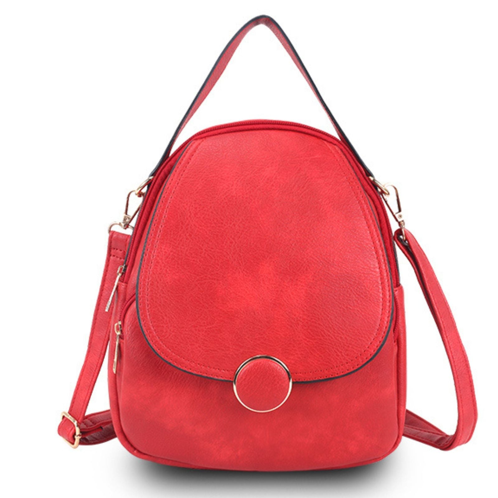 Backpack Red Rounded Small Handbag for Women - Premium Wholesale Fashion Accessories from Pinktown - Just $31! Shop now at chiquestyles