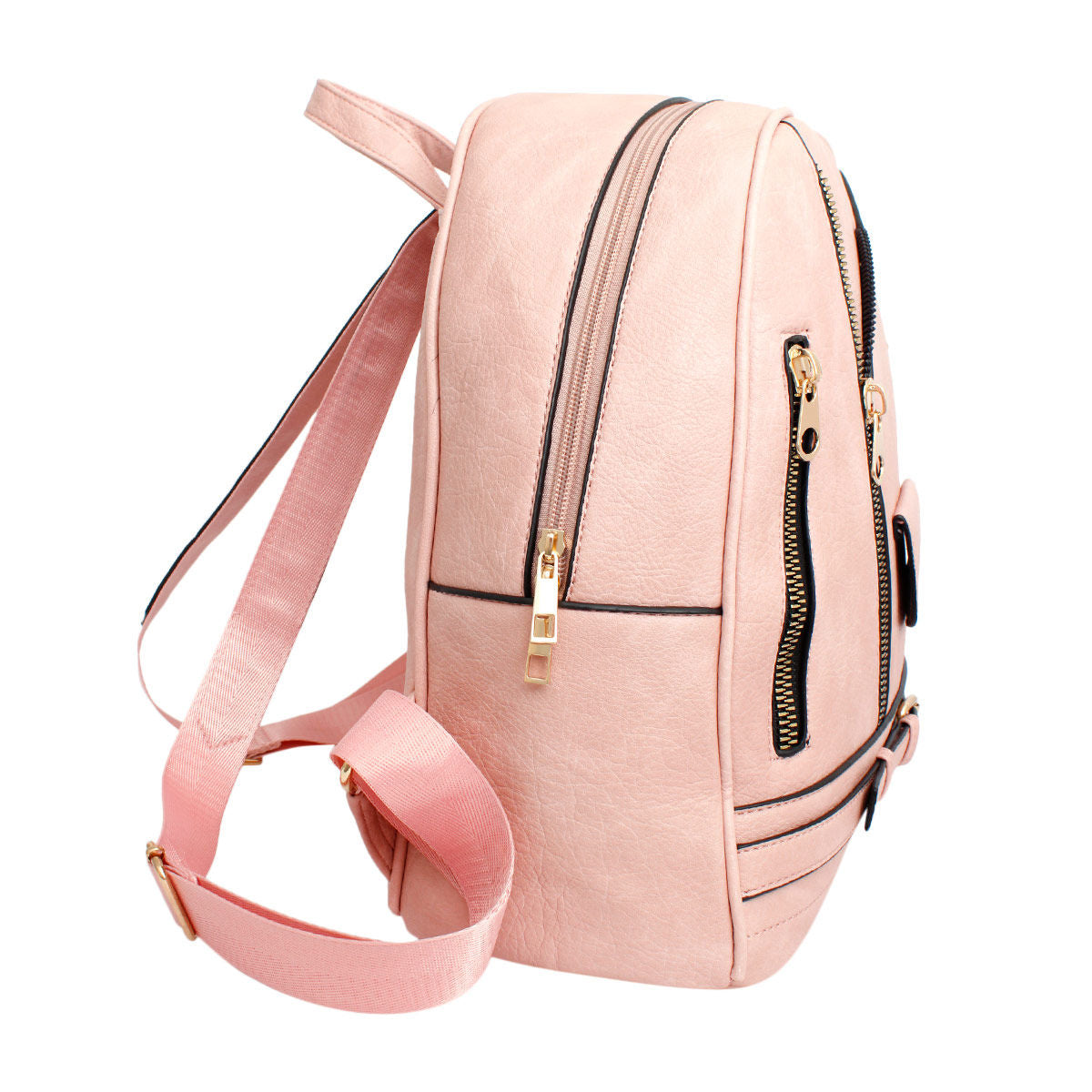 Moto Backpack Pink Zipper Medium Bag for Women - Premium Wholesale Fashion Accessories from Pinktown - Just $36! Shop now at chiquestyles