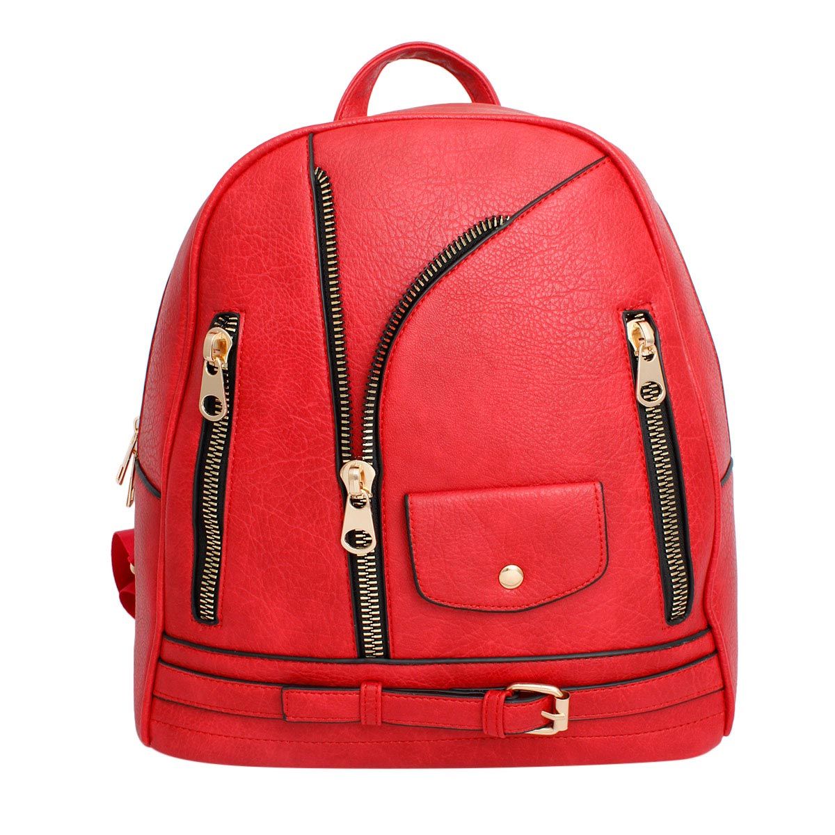 Moto Backpack Red Zipper Medium Bag for Women - Premium Wholesale Fashion Accessories from Pinktown - Just $36! Shop now at chiquestyles