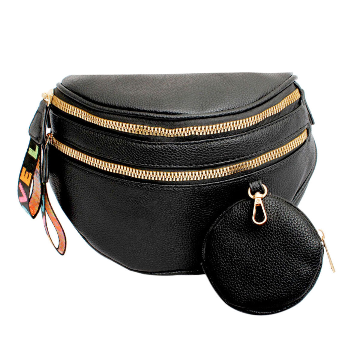 Crossbody Black Love Zipper Saddle Bag for Women - Premium Wholesale Fashion Accessories from Pinktown - Just $33! Shop now at chiquestyles