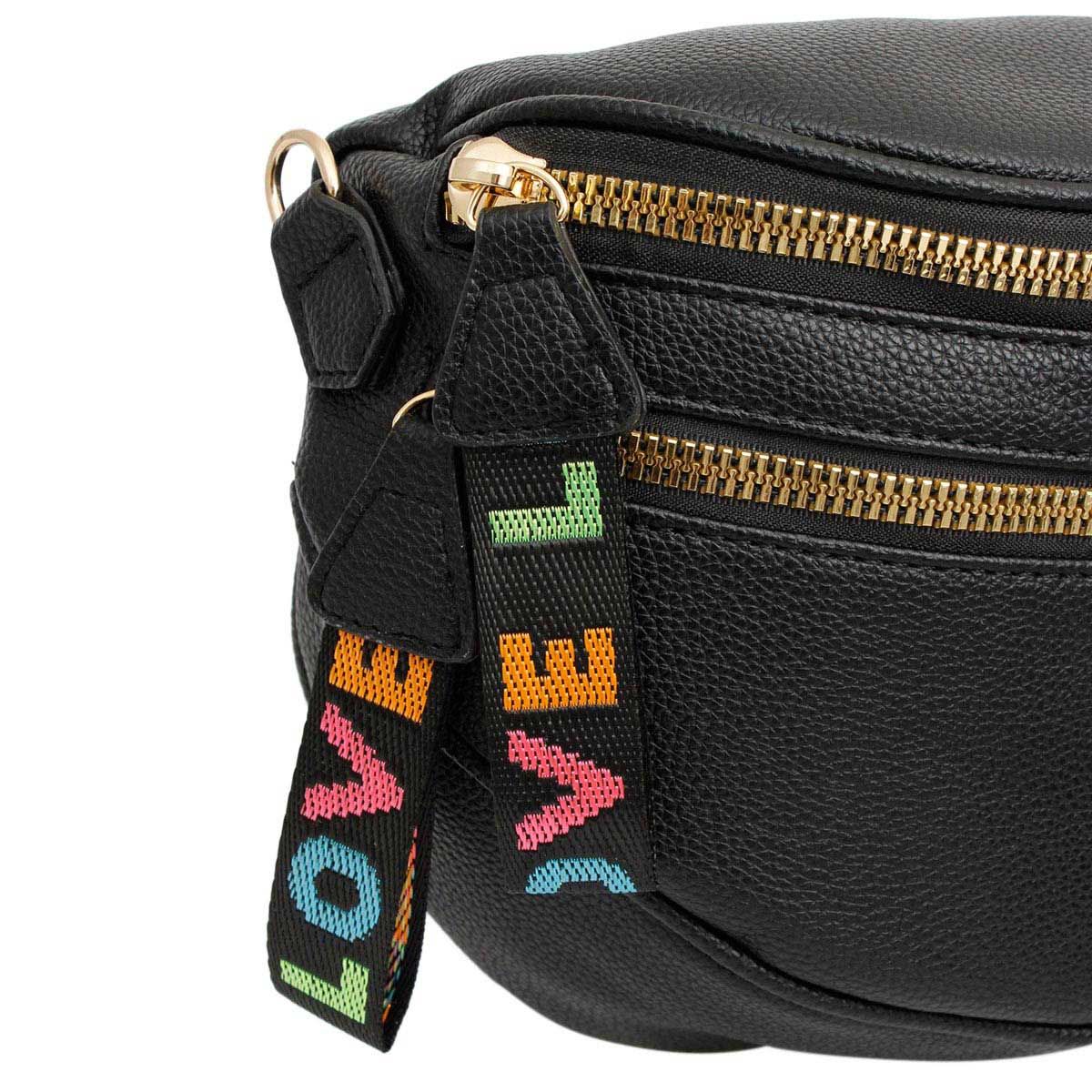 Crossbody Black Love Zipper Saddle Bag for Women - Premium Wholesale Fashion Accessories from Pinktown - Just $33! Shop now at chiquestyles