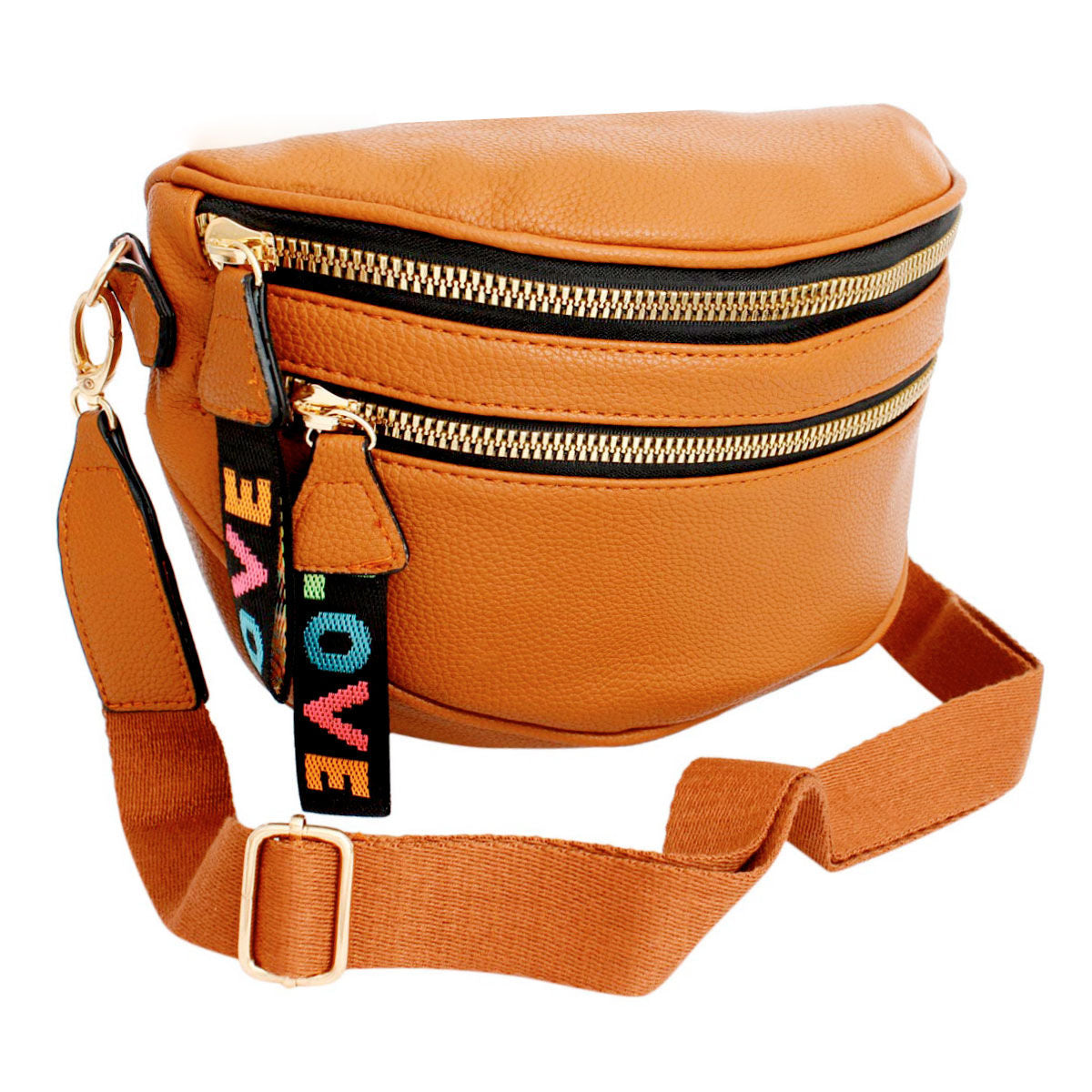 Crossbody Camel Love Zipper Saddle Bag for Women - Premium Wholesale Fashion Accessories from Pinktown - Just $33! Shop now at chiquestyles