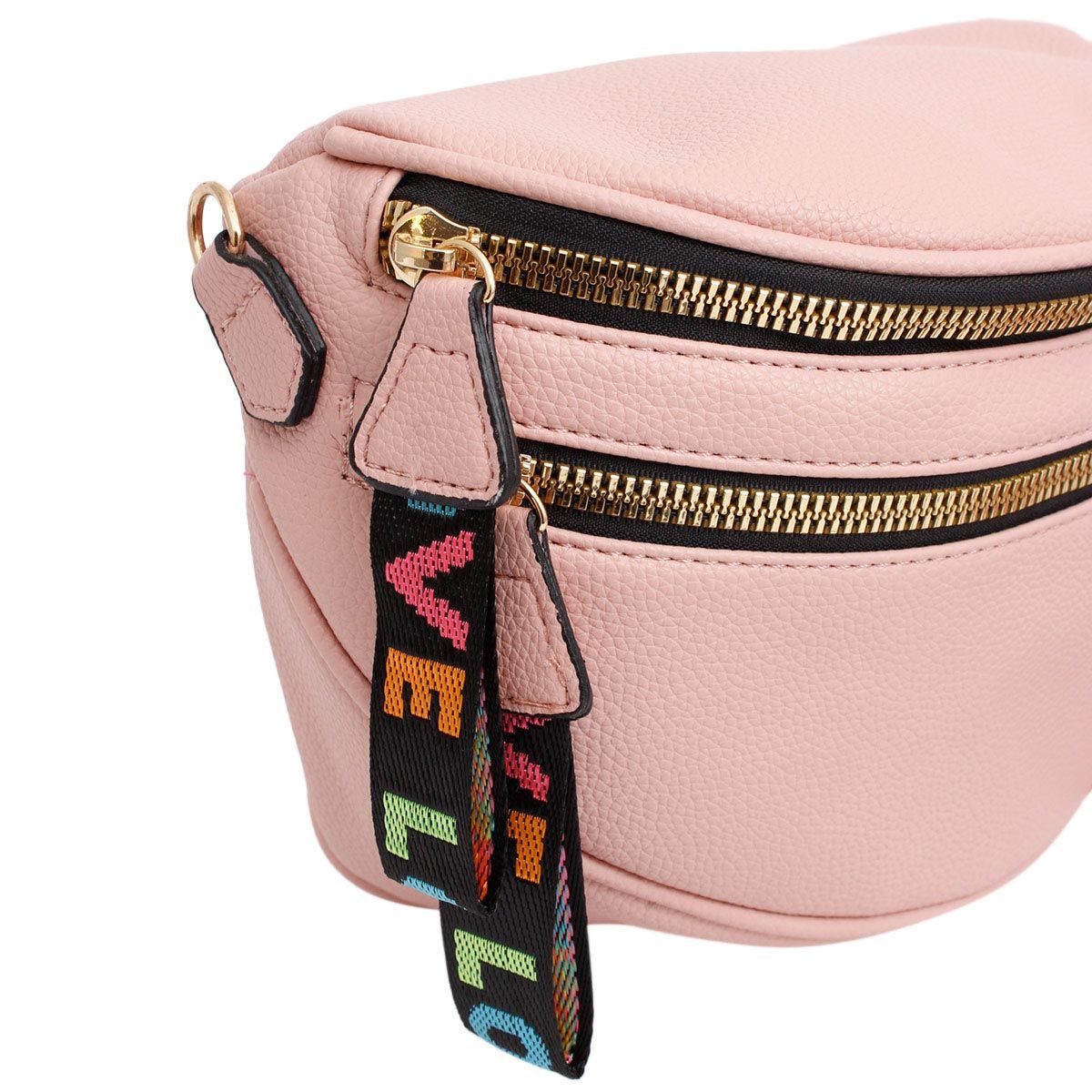 Crossbody Pink Love Zipper Saddle Bag for Women - Premium Wholesale Fashion Accessories from Pinktown - Just $33! Shop now at chiquestyles