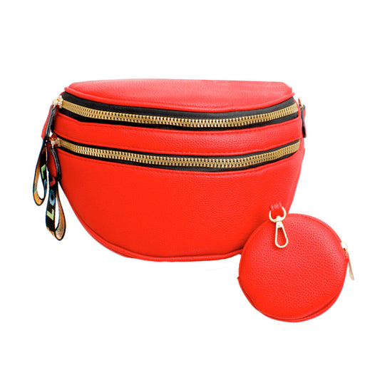 Crossbody Red Love Zipper Saddle Bag for Women - Premium Wholesale Fashion Accessories from Pinktown - Just $33! Shop now at chiquestyles