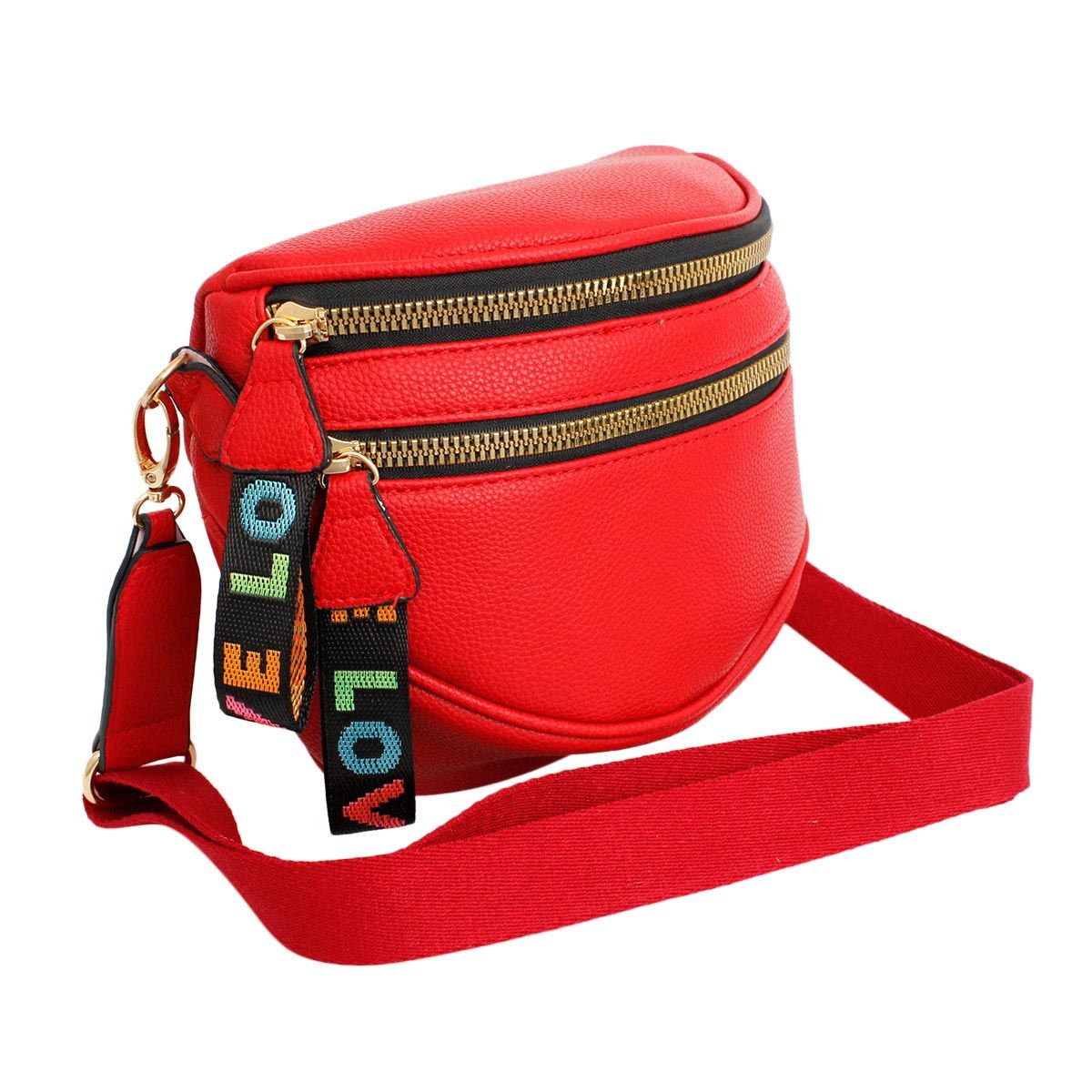 Crossbody Red Love Zipper Saddle Bag for Women - Premium Wholesale Fashion Accessories from Pinktown - Just $33! Shop now at chiquestyles