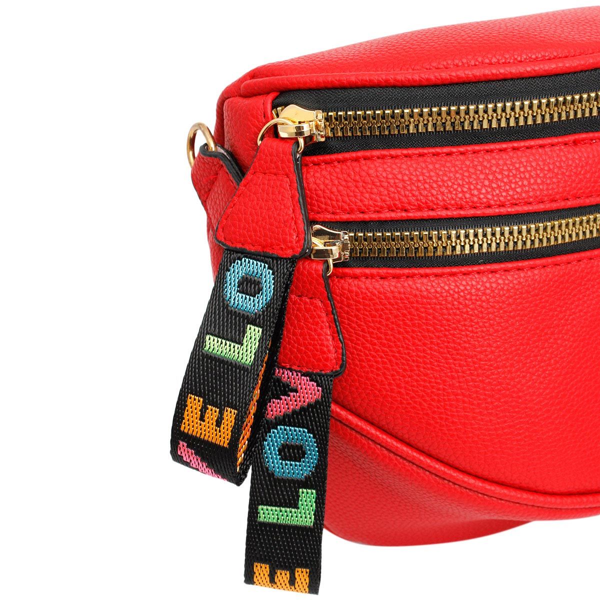 Crossbody Red Love Zipper Saddle Bag for Women - Premium Wholesale Fashion Accessories from Pinktown - Just $33! Shop now at chiquestyles